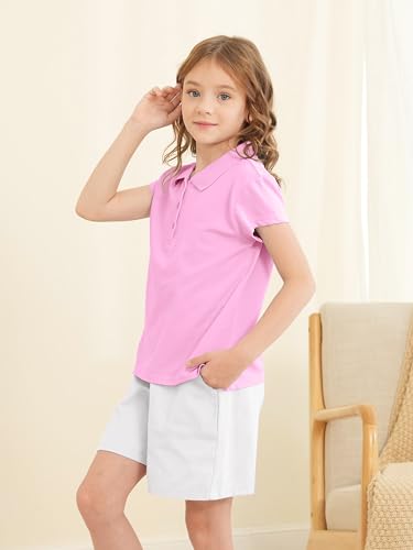 Image of OHD 3 Pack Girls Polo Shirt School Uniform Polo for Girls Cotton Soft Short Sleeve Classic Collared Shirt Size 3T-14