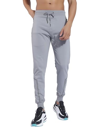 Image of Force NXT Men's Super Combed Cotton Rich French Terry Fabric Solid Joggers | Active Joggers for Men | Comfortable Waistband with Zipper Pocket for Daily Workout