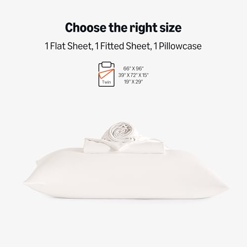 Image of Amazon Basics Cooling Sheets, 3-Piece Bed Sheet Set for Summer, Soft and Breathable for Hot Sleepers, Bedding with 1 Deep Pocket Fitted Sheet, 1 Flat Sheet, and 1 Pillowcase, Twin, White
