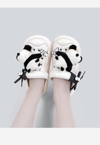 Cute Garden Shoes Kawaii 3D Bear Dinosaur Panda Bow Chunky Platform Cloud Slippers for Women Summer Lightweight Clogs2