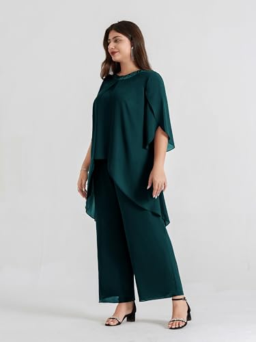 Hanna Nikole Zweiteiler Damen Sommer Elegant Hochzeitsgast Outfit GroßE GrößEn Abendanzug Chiffon Hosenanzug Festliches Outfit Eleganter Festmode Cocktail Abendmode Festliche HosenanzüGe Party Outfit