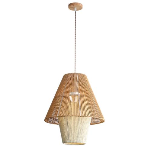 CSSYKV Lámpara Colgante LED Estilo Granja Costera Pantalla De Cuerda De Cáñamo Hecha A Mano Lámpara Colgante De Ratán E27 Lámparas Colgantes De Techo Tejidas Retro Costeras De 45 Cm