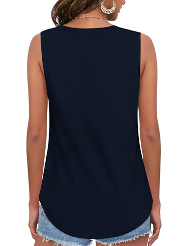Elesomo Womens Tank Tops V Neck Summer Sleeveless Shirts Casual Cotton Loose Tees2