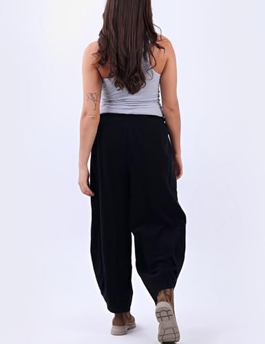 Athlisan Women Corduroy Wide Leg Pants Casual Elastic Waist Baggy Palazzo Harem Pants with Pockets4