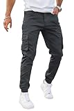 GINGTTO Mens Cargo Pants Slim Fit Grey Stretch Cargo Joggers Men with Pockets Elastic Waist 36