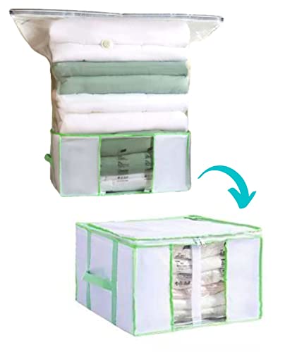 Acid 圧縮ボックス 収納ボックスと圧縮袋一体 衣類 収納 マチ付き 掃除機対応可能 立体設計 圧縮ケース 折りたたみ式 収納ボックス 布団圧縮袋 ふとん用 大容量 カビ、ダニ対策 防塵 防湿 旅行/衣替え/収納/引越し/家庭用 収納袋 再利用可能 (S)
