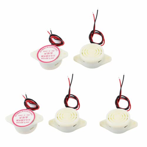 Tool parts 5 Pcs DC 3-24V Plastic Shell Continuous Sound Electronic Buzzer Alarm Beige
