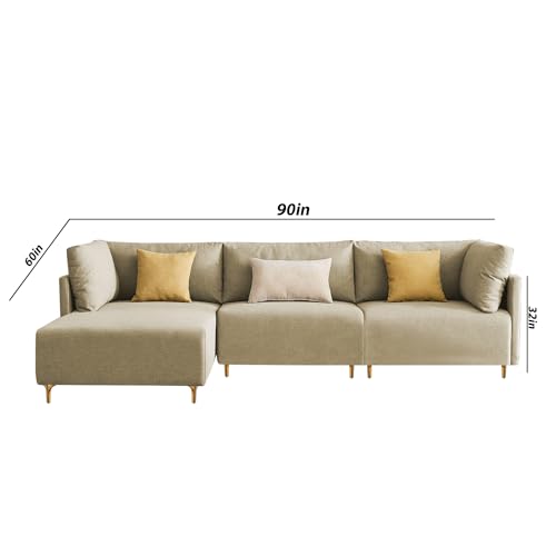 Image of Carina LHS 4 Seater L Shape Sofa Set for Living Room (Cream Fabric) Premium Fabric Sofa