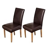 OSVINO 2er/4er Set Stuhlhussen PU Leder Stuhlbezug wasserabweisend Stretch für Haus Büro Restaurant, Braun 2 Stücke