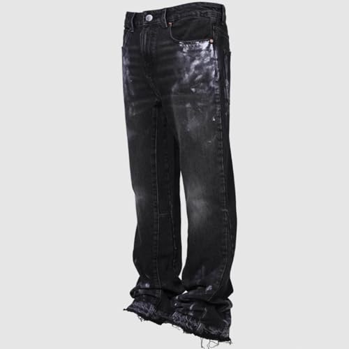 XYGJZ Men's Distressed Black Jeans Casual Stretch Straight Leg Denim Pants3
