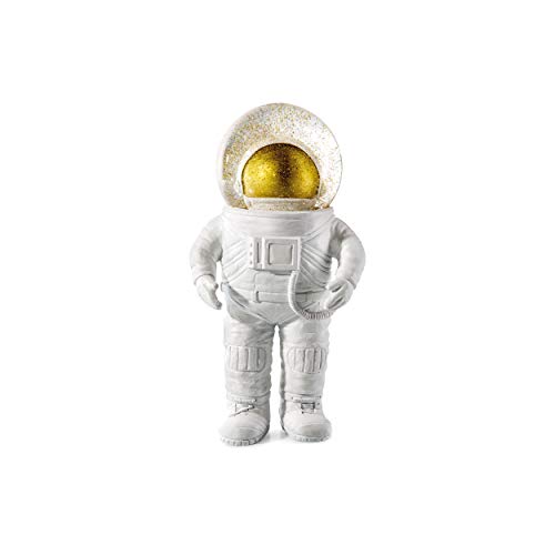 DONKEY Products Summerglobe The Astronaut, Schneekugel, Glitzerkugel, Dekoration, Glas, Polyresin, Weiß, Golden, 17 cm, 330441