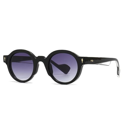 Lunettes de soleil pour femmes à verres ronds et look punk mixte anti-éblouissement