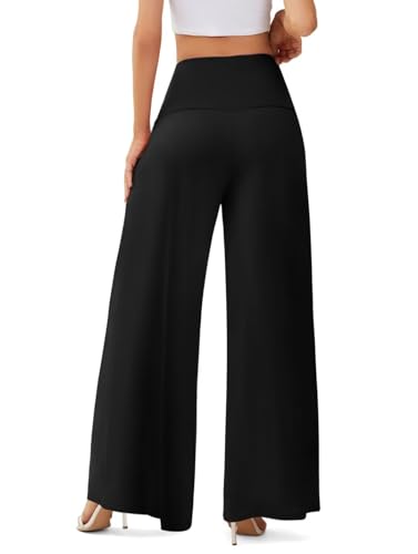 JZC Women's Palazzo Lounge Pants Casual Wide Leg Pants High Waist Flowy Toursers with Pockets