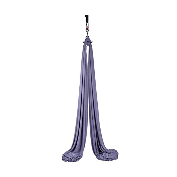 F.Life 11 Yards Aerial Silks Equipment- Medium Stretch Aerial Silk hardware kit For Acrobatic Dance,Air yoga, Aerial Yoga Hammock 10 meters Long (Dark Gray)