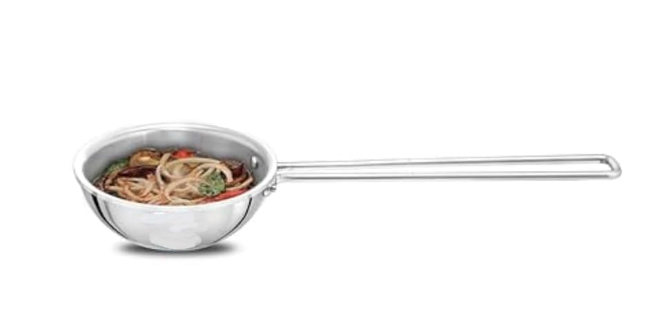 Kitchen Culture Tadka Pan, 360 ml, Tri-Ply Stainless Steel, 33 cm Length, Silver (Small)