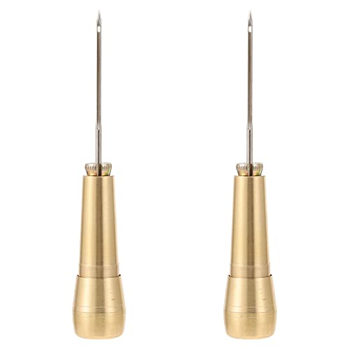 Beatifufu 2sets Sewing Awls Leather Craft Steel Needle Handle 2-Piece Set Essential for Shoe Patches for Holes Repairing 2pcs*2