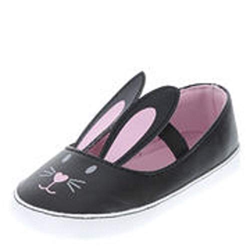 Teeny Toes Black Girls' Infant Bunny Soft Sole Slip-On 3 Wide