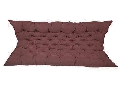 ATOOTFUSION 2 Seater Garden Bench Cotton Padded Low Back Cushion (Brown,150 x 98 x 8 cm)