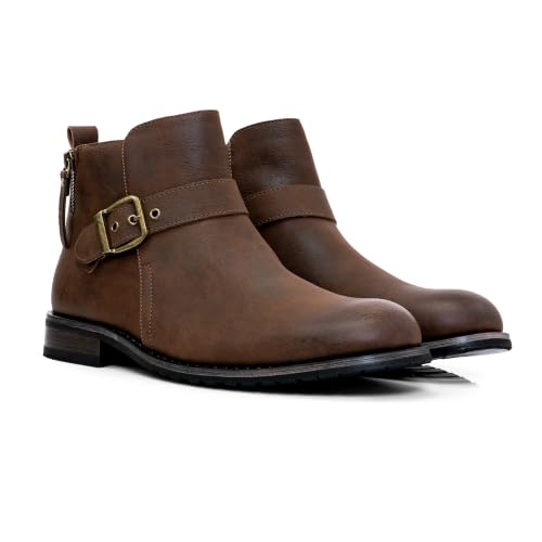 Ferro Aldo Mens Lace-less Ankle Boot Collection | Lug Sole Slip-on Chelsea | Side-Zip Engineer Boots product thumbnail 11