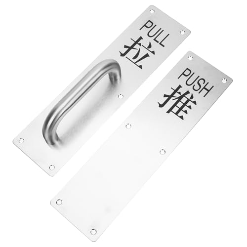 SOPOTUTU Tirador para Puerta Comercial de Acero Inoxidable Placa de Empuje y Tracción Antideslizante para Puertas Correderas Acceso Base Ancha y Resistente Fácil Instalación