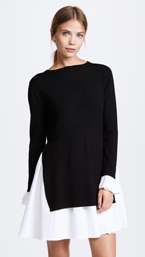 English Factory Women's Poplin Combo Knit Dress2