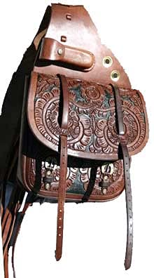 HUMAYL SADDLERY Horse Saddle Bag Western Cowhide Genuine Leather Equestrian Trail Tooling Carving Tooled Carved Pack Equipment Horse Saddle Bags Size: 10” L x 10” W x 3 ½” D inches, BAG115