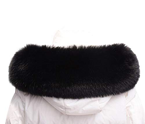 MoreChioce Col Fourrure Synthétique,Élégant Col de Fourrure Faux Capuche Col Amovible Hiver Collier Châle Écharpe Chaud pour Femmes 55cm - 90cm,[ Noir,70 CM ] Cover