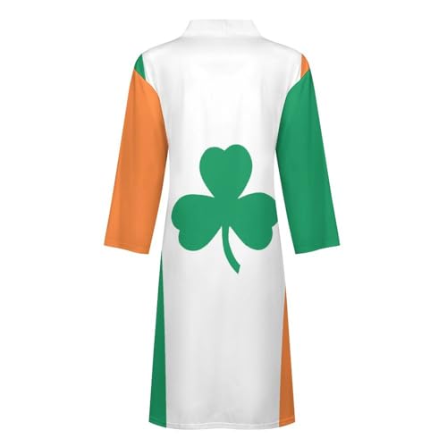 Shamrock Clover Ireland Flag Casual Robes Bathrobe for Women Men V-Neck Loungewear Lightweight Soft Sleepwear Spa Pool 5