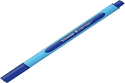 Image of Schneider Ballpoint Pen Slider Edge with Cap F, Blue, Barrel Colour: Cyan-Blue Pack of 10