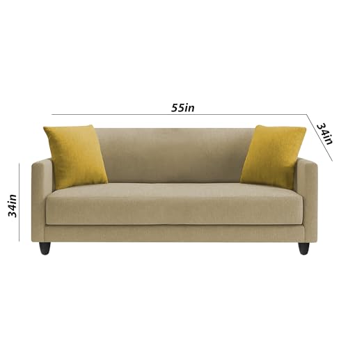 Image of Casaliving Dominic 2 Seater Sofa Set for Living Room (Cream Fabric) Premium Fabric Sofa