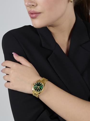 Image of Ajanta Quartz Avenza Women Analog Watch| Stainless Steel Bracelet Strap | Day & Date Display | Water Resistant | Formal & Casual Wrist Watch for Women