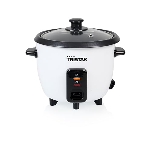 Tristar Reiskocher 0,6 L, Antihaft-Innentopf, Warmhalte- und Abschaltautomatik, Kompaktes Design, Inklusive Messbecher und Löffel, 300 W, RK-6142