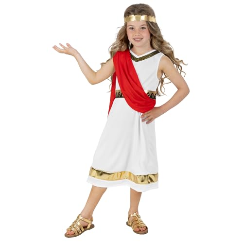 Fun Shack Disfraz Diosa Griega Niña, Vestido Blanco Romano, Disfraces para Carnaval y Halloween, XL