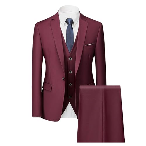 Men's 3 Piece Dress Suit Slim Fit Blazer Jacket Vest Pants Suit Set Formal Wedding Prom Tuxedo Suits