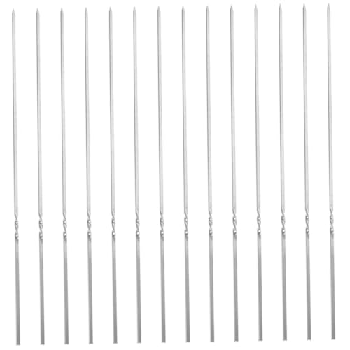 VANZACK 20 Piezas Brochetas de Acero Inoxidable Planas y Antideslizantes para Barbacoa Reutilizables y Seguras para Asar Carne y Verduras Reuniones y Barbacoas al Aire
