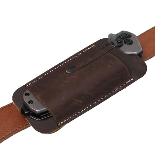 Gaine De Couteaux en Cuir, Étui Couteau Pliant Ceinture, Gaine De Couteaux Faits À La Main pour Ceinture, Étui De Couteau De Poche, Horizontal De 2,3x5 Pouces pour...