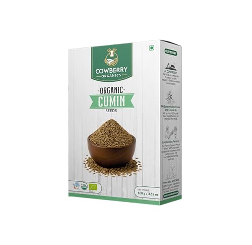 COWBERRY Organic Cumin Seeds/Jeera/Jeelakarra 100 g, Whole Premium Hand-Sorted | NPOP India, NOP USDA, EU Organic Certified | Lab-Tested 252+ Chemicals & Glyphosate Free | Aromatic Tadka Spice