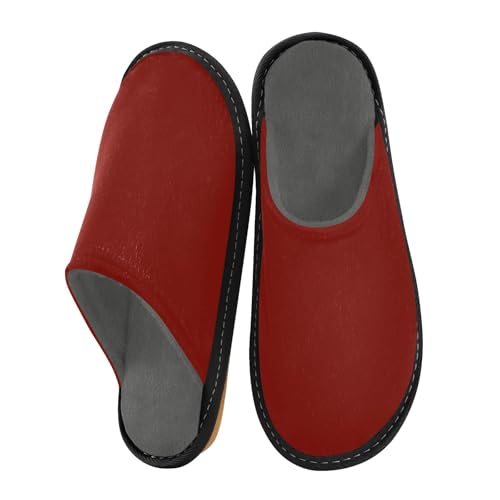 ODAWA Barn Red Comfy Washable Fall House Slippers, Memory Foam Mens Slip On House Shoes Size 4-5