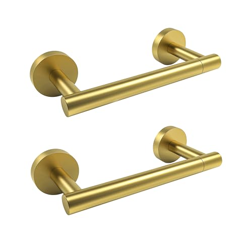 Image of RARXTR Gold 2 Pack Toilet Paper Holder SUS304 Stainless Steel Double Post Pivoting Toilet Paper Roll Holder Wall Mounted Toilet Tissue Holder for Commercial Bathroom RV