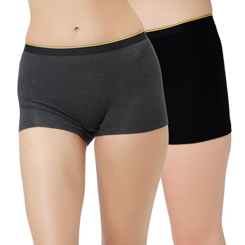 Image of Bummer Women's Solid Micro Modal Boyshorts Panties | Soft & Breathable Underwear | Combo Pack of 2