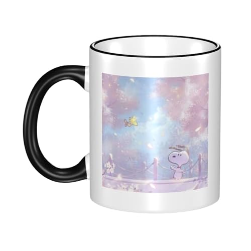 スヌーピー マグカップ 保温・保冷 電子レンジ対応 コーヒーカップ 陶器 セラミック 耐高温 軽量 個性人気 誕生日プレゼント大容量 Black