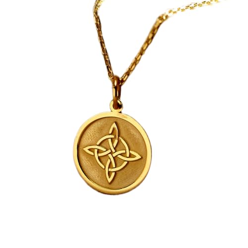 Collier pendentif celtique en argent sterling plaqué or de haute qualité gravé 24 mm