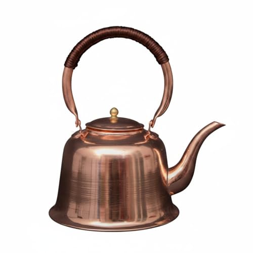 Generic Solid Copper Tea Kettle Stovetop Fast Boiling Copper Teapot Kettle Stovetop Easy to Clean Vintage Tea Pot for Induction Electric Gas Stoves