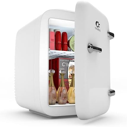 Edelweiss Skincare Fridge, Mini Fridge for Bedroom, Makeup Refrigerator, Tiny Cosmetic Beauty Fridge, Desk Fridge for Office, Small Breastmilk Fridge, Portable Design with Handle, 4 Liter/6 Can