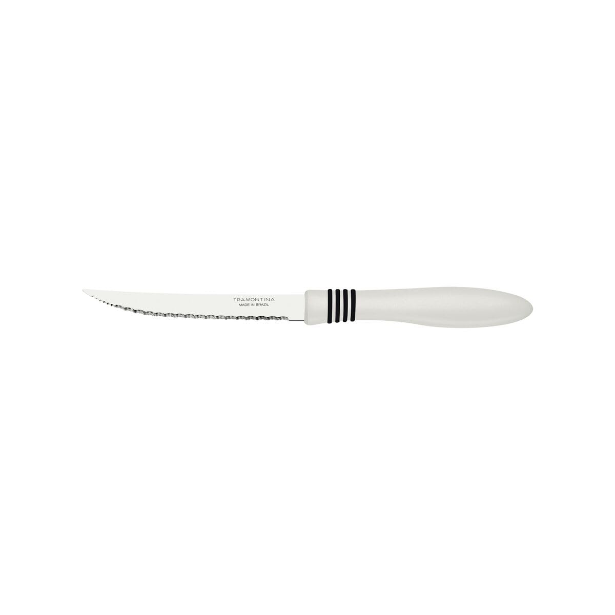 Tramontina Cor&Cor 2 Pieces Steak Knife Set with Stainless Steel Blade and White Polypropylene Handle