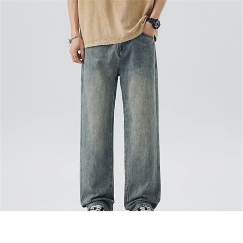 Men's Loose Straight Leg Jeans High Street Wide Leg Long Pants3