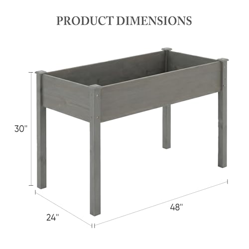 Image of DUMOS Raised Garden Bed 48x24x30 Inch, Outdoor Planter Box with Legs, Elevated Wood Garden Bed with Liner for Herbs Flowers Vegetables, Wooden Planter Box for Patio, Balcony and Backyard, Grey