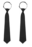 Fashion & Lifestyle 2 Pcs Ties for Women, Black Pre-tied Adjustable Girls/Boys Short Neckties for Uniforms, School, Cosplay, T-shirt Accessory