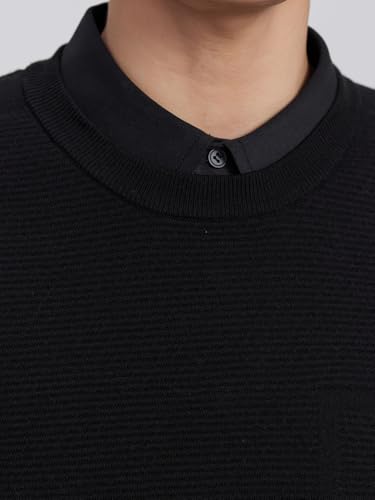 Pull homme col chemise intégré maille thermique chaude et ample - 3