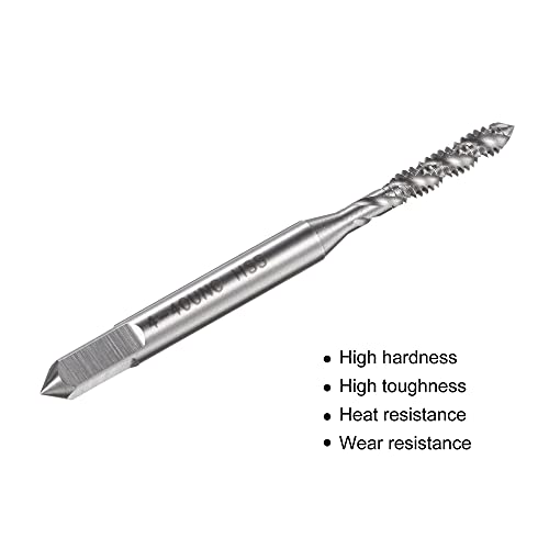 Uxcell A21071300UX0326 Spiral Flute Threading Tap 4-40 Unc, Hss (High Speed Steel) Uncoated Machine Thread Screw Tap 3 Flutes Tapping Tool H2 Tolerance thumb #3